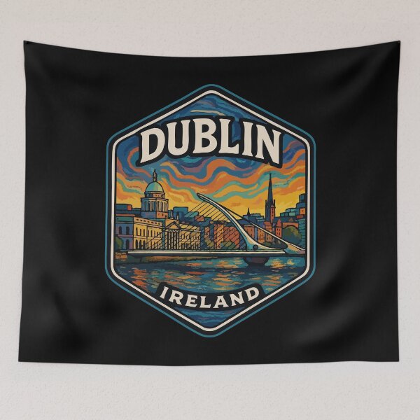 Item preview, Dublin Ireland Retro Trippy Art designed and sold by TomFrontierArt.