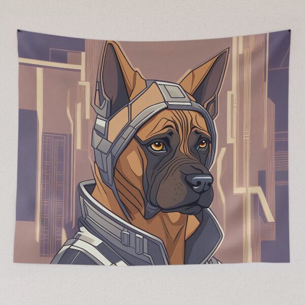 Item preview, Cyberpunk dog in a futuristic outfit designed and sold by Mianku | Für das Leben.