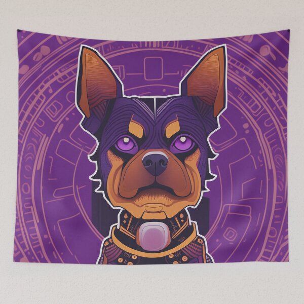 Item preview, Cyberpunk dog with geometric background designed and sold by Mianku | Für das Leben.