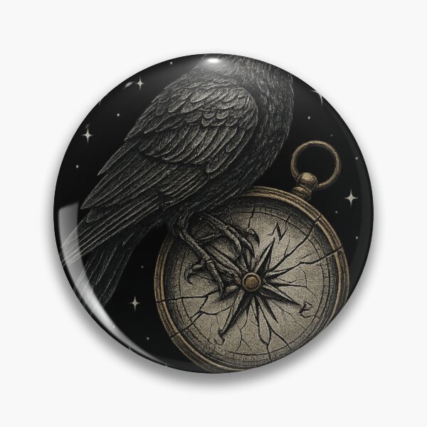 Item preview, Gothic Raven & Cracked Compass – Witchcore Navigation Art – Dark Academia Crow Design designed and sold by Mouraludia.