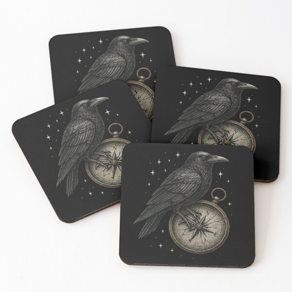 Item preview, Gothic Raven & Cracked Compass – Witchcore Navigation Art – Dark Academia Crow Design designed and sold by Mouraludia.
