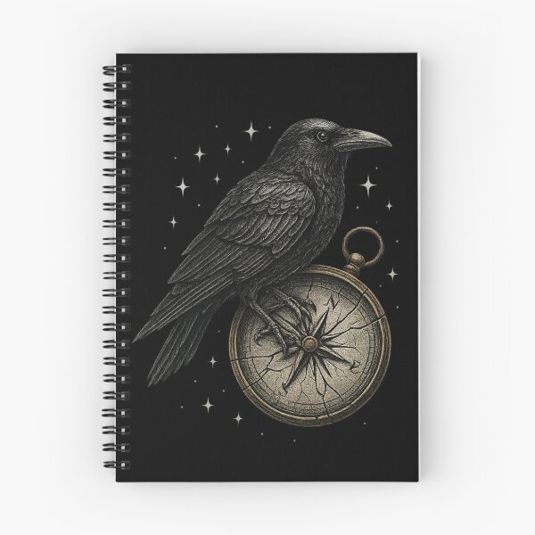 Item preview, Gothic Raven & Cracked Compass – Witchcore Navigation Art – Dark Academia Crow Design designed and sold by Mouraludia.