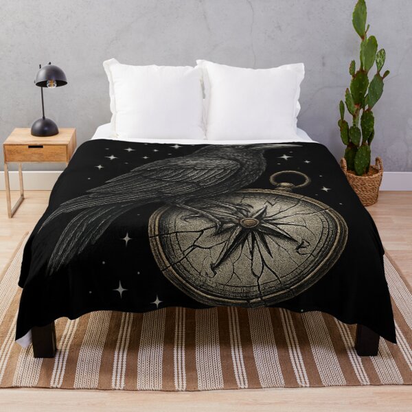 Item preview, Gothic Raven & Cracked Compass – Witchcore Navigation Art – Dark Academia Crow Design designed and sold by Mouraludia.