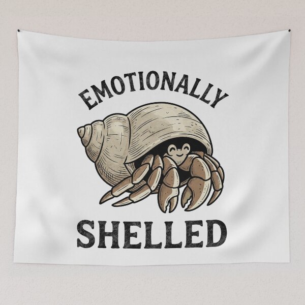 Item preview, Funny Hermit Crab Emotionally Shelled Introvert Pun designed and sold by FreshVibe Prints.
