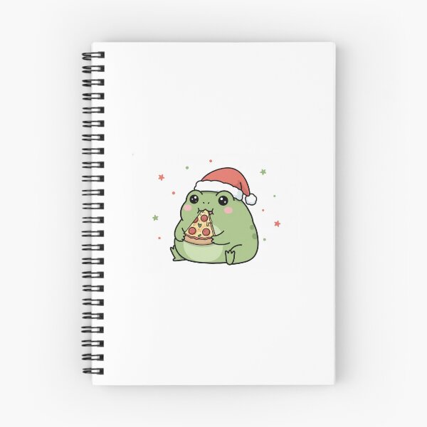 Item preview, Kawaii christmas frog eating pizza  designed and sold by mayatA-rt.