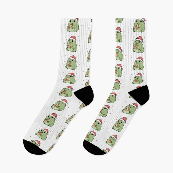 Item preview, Kawaii christmas frog eating pizza  designed and sold by mayatA-rt.