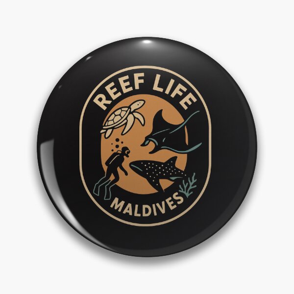 Item preview, Reef Life Maldives| Marine Turtle, Manta Ray, Diver Badge designed and sold by Peycer.
