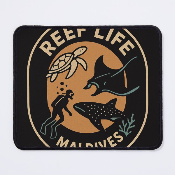 Item preview, Reef Life Maldives| Marine Turtle, Manta Ray, Diver Badge designed and sold by Peycer.