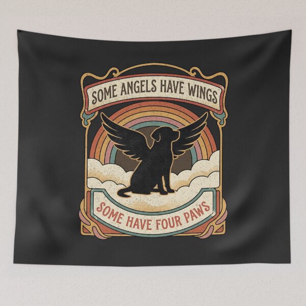 Item preview, Some Angels Have Four Paws Vintage Dog Memorial designed and sold by FreshVibe Prints.