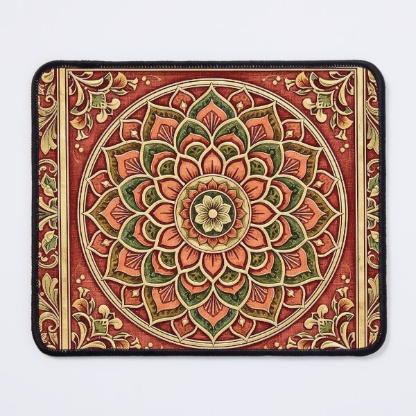 Item preview, Tanjore Floral Mandala Square Art – Terracotta & Antique Brass designed and sold by wpsstudio.