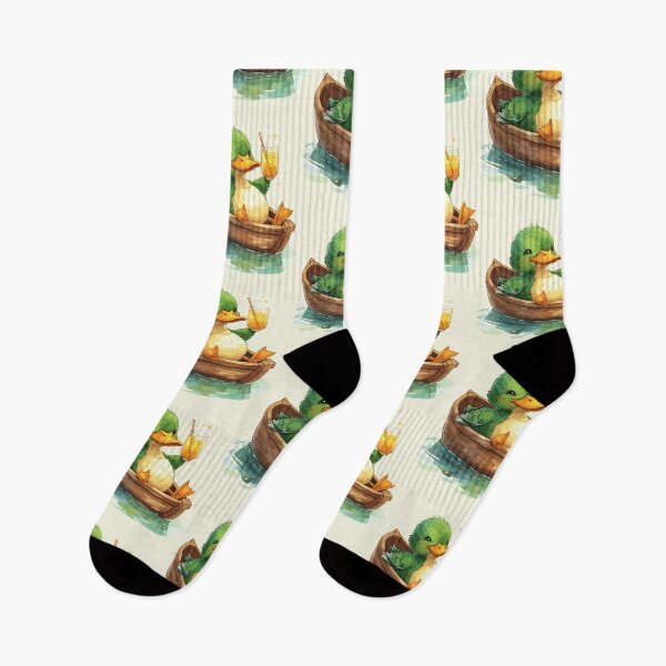 Item preview, green duckling enjoys lemonade in a rowboat designed and sold by LiskoDesign.
