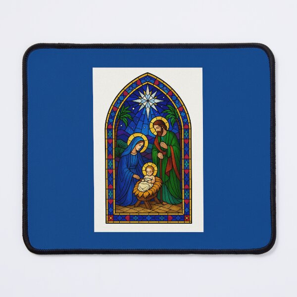 Item preview, Nativity in the Stable – Jewel Tone Stained Glass Window designed and sold by Novel Works Studio.
