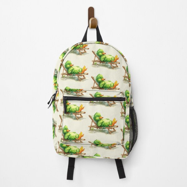 Item preview, A green duckling in watercolor style sleeps in a deck chair designed and sold by LiskoDesign.