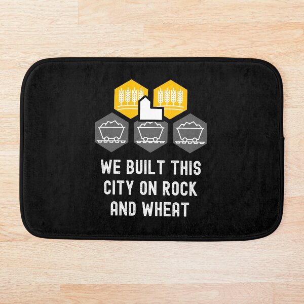 Item preview, Funny Nerdy We Built This City on Rock and Wheat Hex Board Game Player White Text designed and sold by MathWare MathClips.