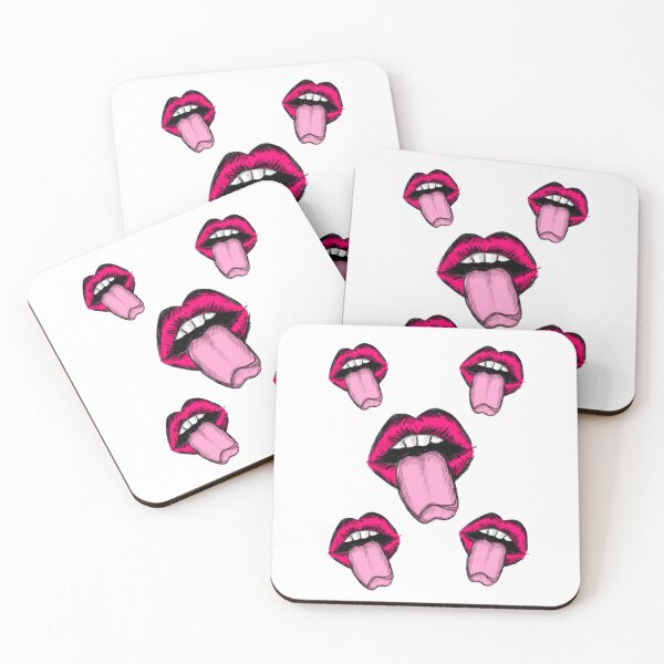 Item preview, Pink Lips with tongue open mouth art work designed and sold by OneCatShop.