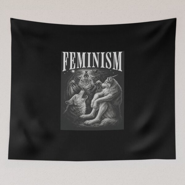 Item preview, Funny Feminism Alpha Wolf Artwork Vintage Werewolf Meme 90s Bold Statement Design designed and sold by love3617.
