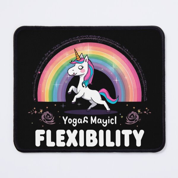 Item preview, Unicorn doing yoga pose and rainbow aura shining, Magical Flexibility 2 designed and sold by Neon G.