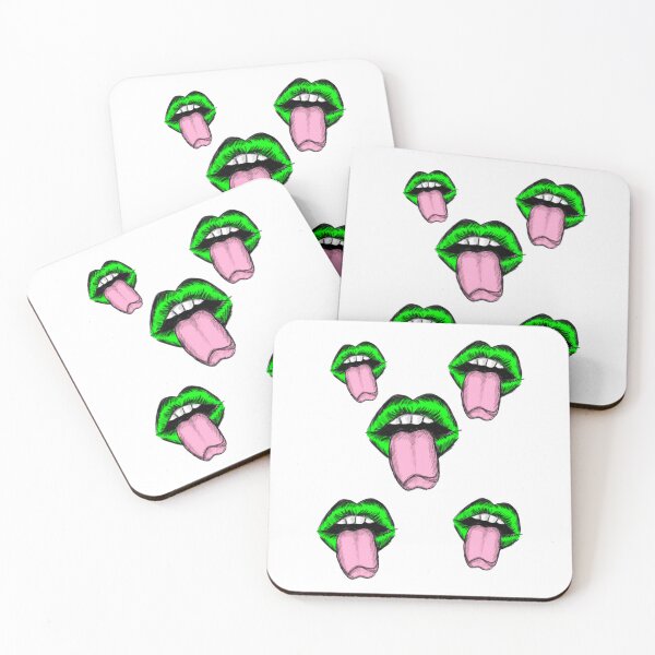 Item preview, Green Lips with tongue open mouth art work designed and sold by OneCatShop.