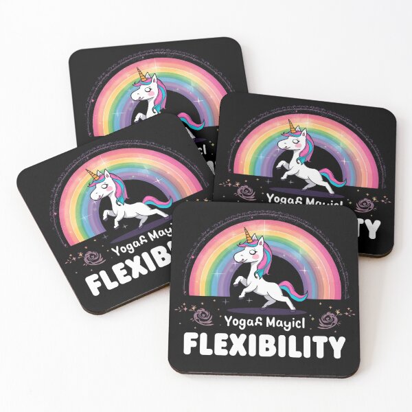 Item preview, Unicorn doing yoga pose and rainbow aura shining, Magical Flexibility 2 designed and sold by Neon G.