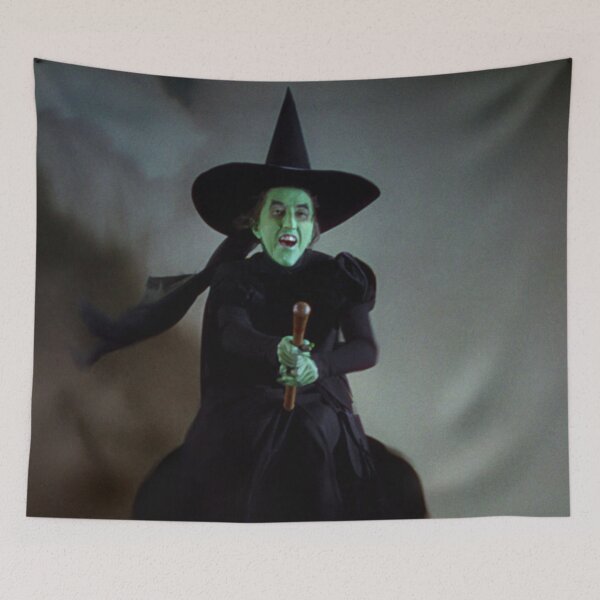 Item preview, flying broomstick wicked witch polrized color reworked print oz designed and sold by mystic lady vintage art and fashion designs.