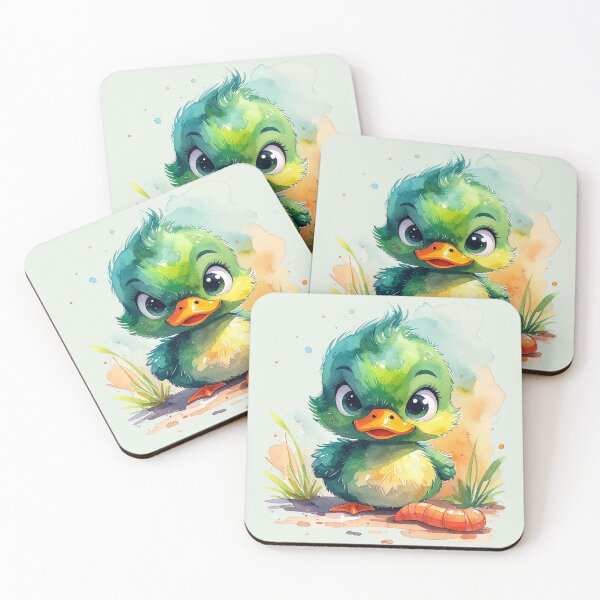 Item preview, Young, proud green duckling with a fat worm designed and sold by LiskoDesign.