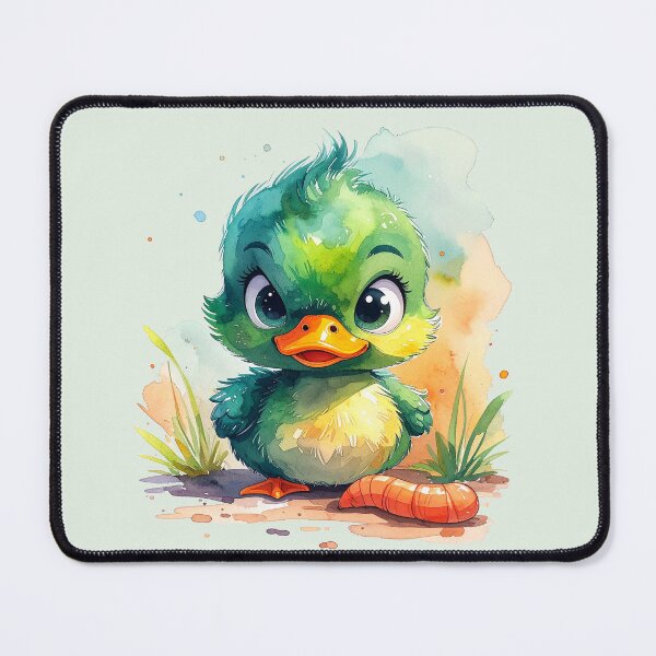 Item preview, Young, proud green duckling with a fat worm designed and sold by LiskoDesign.