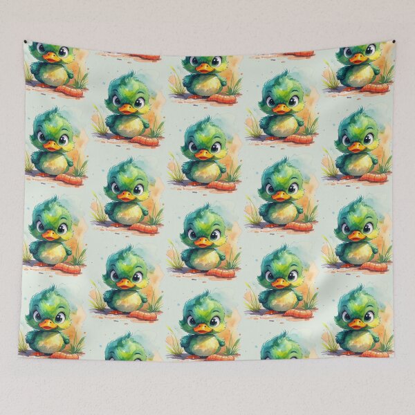 Item preview, Young, proud green duckling with a fat worm designed and sold by LiskoDesign.