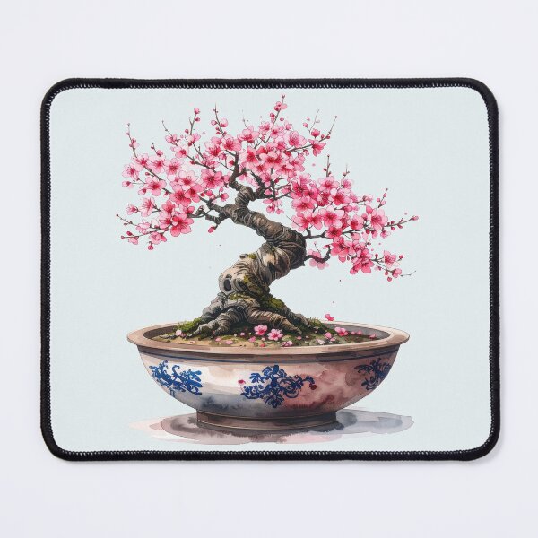 Artikelvorschau, Blühender Kirschblüten Bonsai in weißer Keramikschale entworfen und verkauft von LiskoDesign.