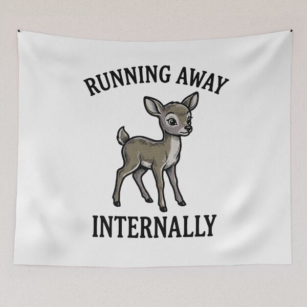 Item preview, Funny Deer Running Away Internally Introvert Meme designed and sold by FreshVibe Prints.