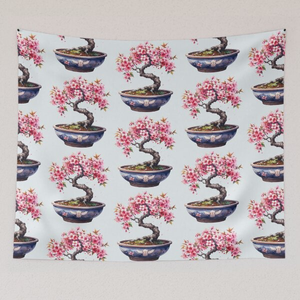 Item preview, Magnificent cherry tree bonsai in a blue ceramic pot designed and sold by LiskoDesign.