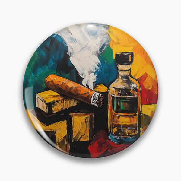 Item preview, A Lit Cigar and Whiskey in Bold Color: A Dynamic Still Life of Smoke, Warmth and Vibrant Energy designed and sold by OlfactoART Studio.