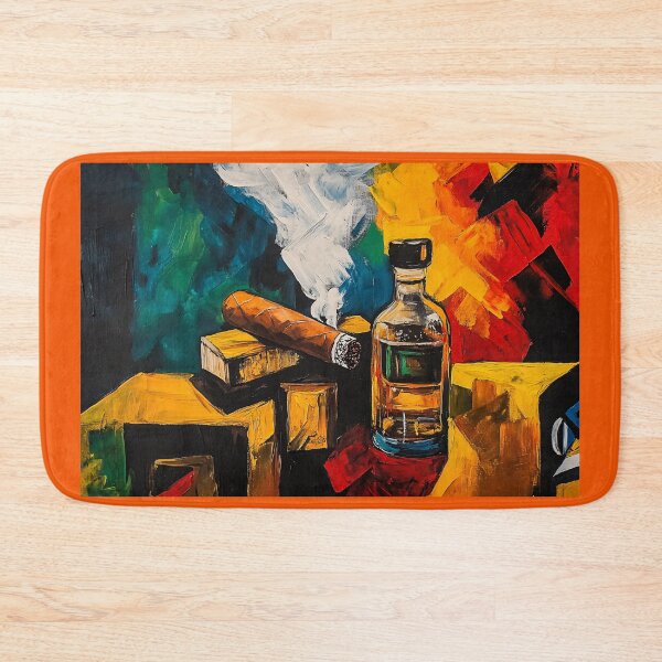 Item preview, A Lit Cigar and Whiskey in Bold Color: A Dynamic Still Life of Smoke, Warmth and Vibrant Energy designed and sold by OlfactoART Studio.