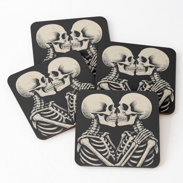 Item preview, Skeleton Lovers Kissing – Gothic Romance Anatomy Art – Alternative Couple Design designed and sold by Mouraludia.