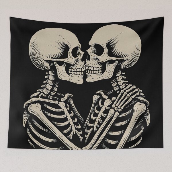 Item preview, Skeleton Lovers Kissing – Gothic Romance Anatomy Art – Alternative Couple Design designed and sold by Mouraludia.