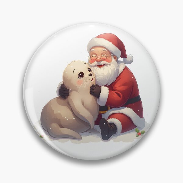 Item preview, Cute Christmas seal cuddling with Santa Clause designed and sold by SealMart.