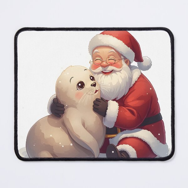 Item preview, Cute Christmas seal cuddling with Santa Clause designed and sold by SealMart.