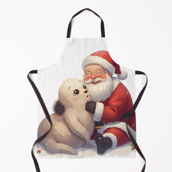 Item preview, Cute Christmas seal cuddling with Santa Clause designed and sold by SealMart.