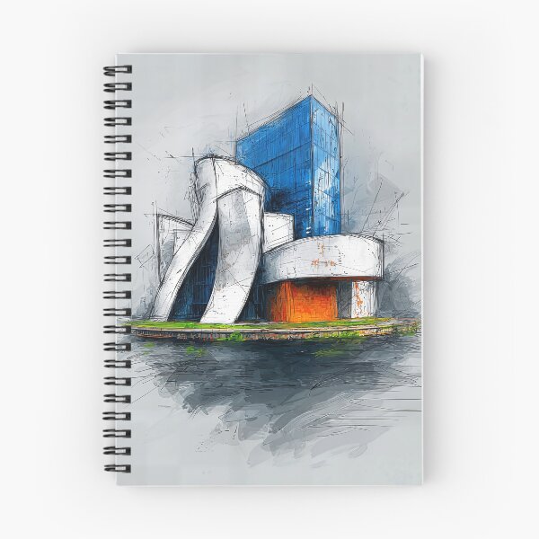 Item preview, Futuristic Architectural Composition with Dramatic Curves and Bold Color Contrast designed and sold by OlfactoART Studio.