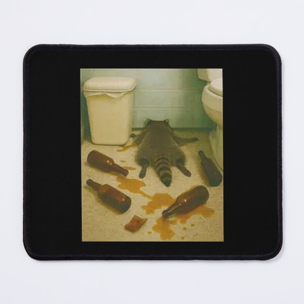 Item preview, Funny Raccoon Passed Out in Bathroom Design – Drunk Raccoon Meme Art with Bottles designed and sold by love3617.