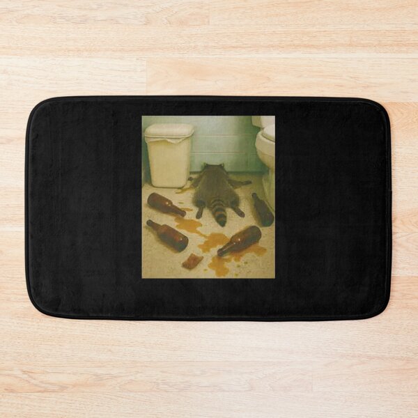 Item preview, Funny Raccoon Passed Out in Bathroom Design – Drunk Raccoon Meme Art with Bottles designed and sold by love3617.