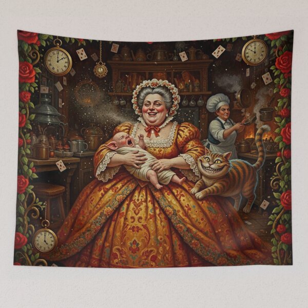 Item preview, The Duchess and Pig-Baby - High Detail Pop Surrealism Alice in Wonderland Art Print designed and sold by Art's Diner.