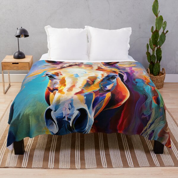Item preview, Un retrato de caballo de colores vivos en una pintura abstracta. designed and sold by Mianku | Für das Leben.