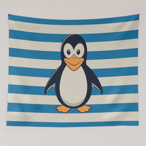 Item preview, Cute Striped Penguin - Retro Nautical Vibes designed and sold by Drawings Project.
