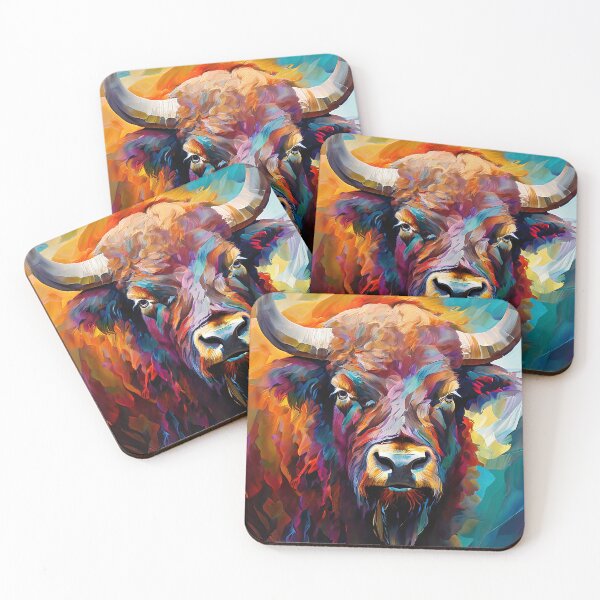 Item preview, Colorful buffalo in abstract painting designed and sold by Mianku | Für das Leben.