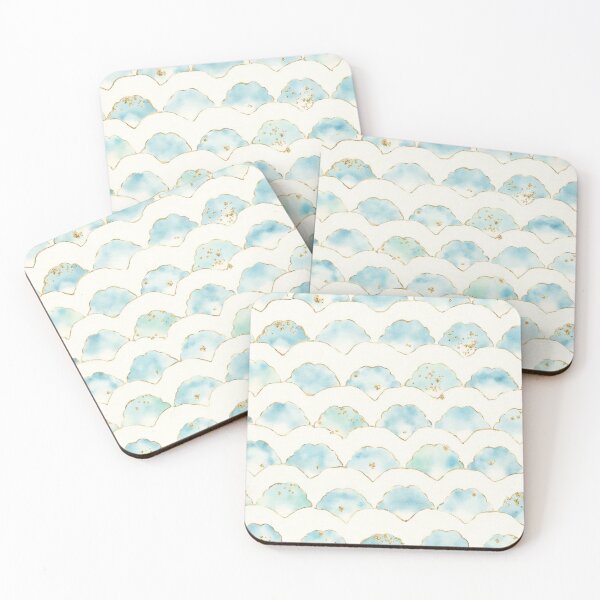 Item preview, Pastel Blue & Beige Scallop Pattern with Gold Accents – Soft Elegant Design designed and sold by PeacefulD-signs.