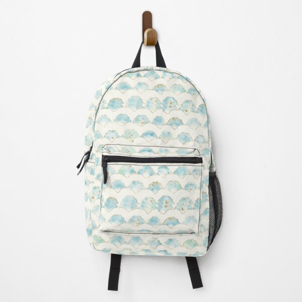 Item preview, Pastel Blue & Beige Scallop Pattern with Gold Accents – Soft Elegant Design designed and sold by PeacefulD-signs.