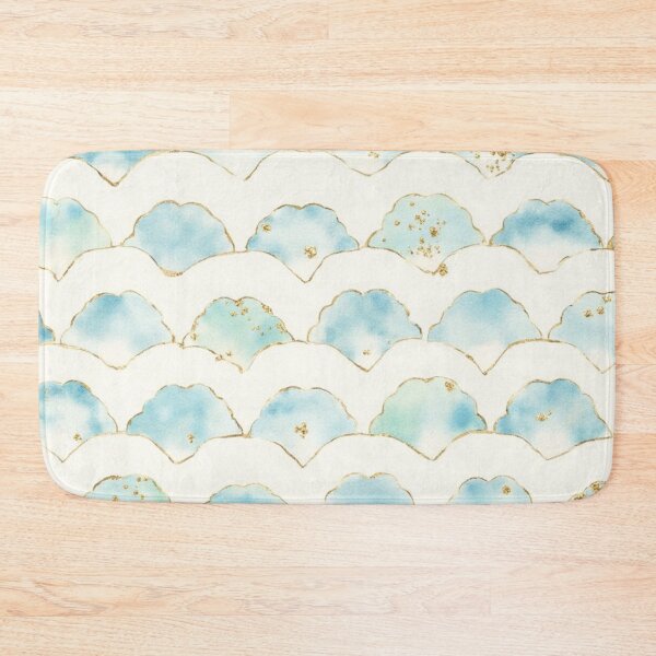 Item preview, Pastel Blue & Beige Scallop Pattern with Gold Accents – Soft Elegant Design designed and sold by PeacefulD-signs.