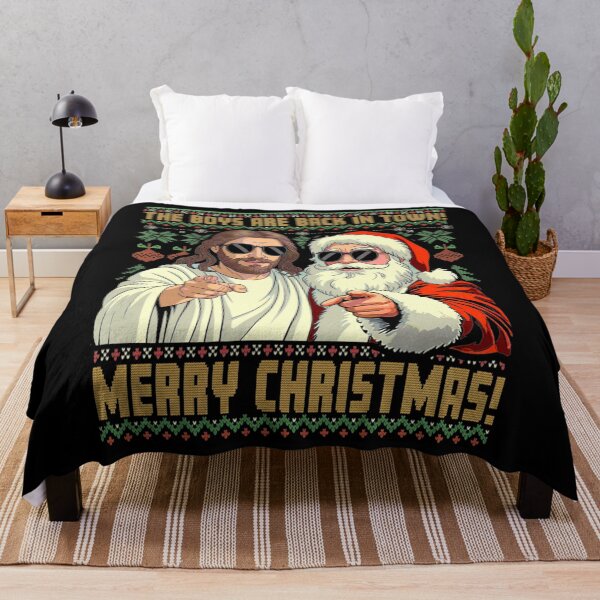 Item preview, Funny Jesus Santa The Boys are Back in Town Merry Christmas designed and sold by puzchresta.