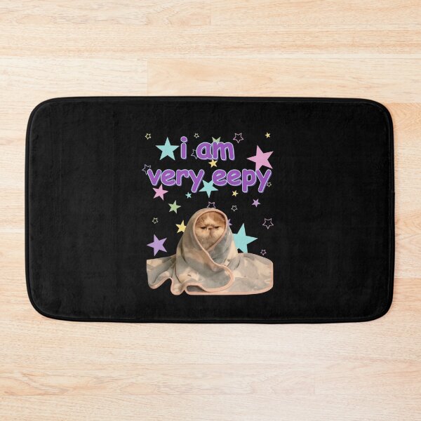 Item preview, I Am Very Eepy Funny Cat Meme Illustration – Cute Sleepy Cat Wrapped in Blanket with Pastel Stars designed and sold by love3617.