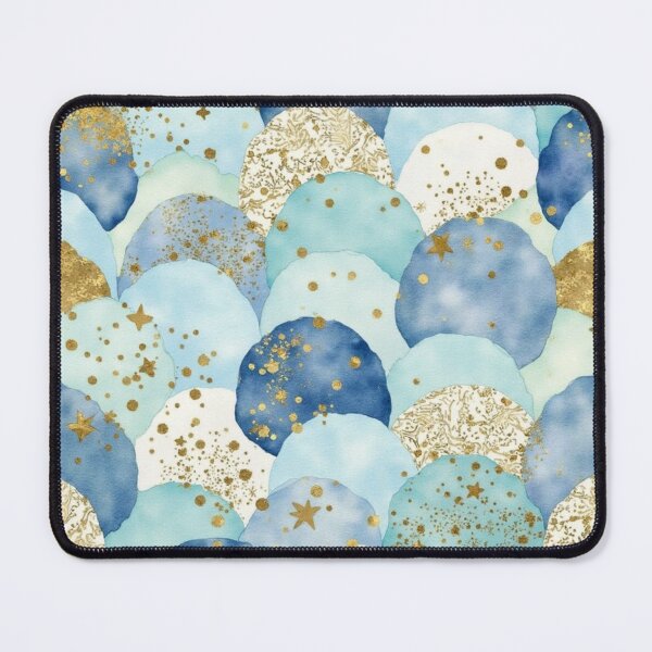 Item preview, Blue Watercolor Circles with Gold Accents – Fun Playful Abstract Pattern designed and sold by PeacefulD-signs.